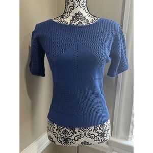 Vintage 80s Banff Sweater Bee Ship Sweater Nautical Sz Small Blue Retrowave